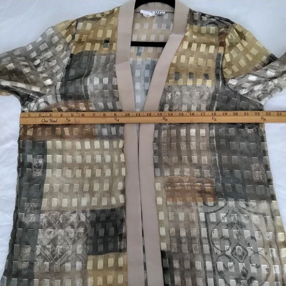 Vtg‎ Dani Max Women's 14 Sheer Burnout Open Topper Cardigan Boho Lagenlook - Picture 6 of 7